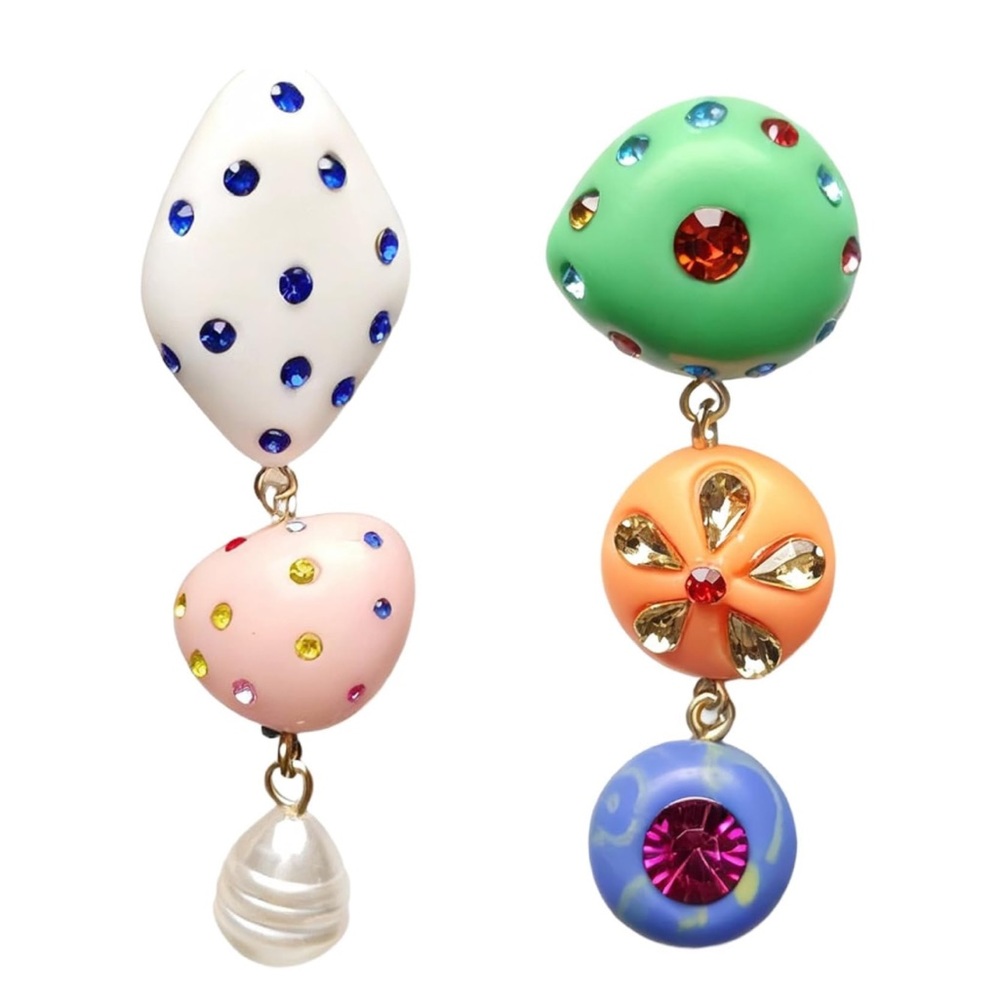 Candy Color Acrylic Asymmetrical Statement Earrings